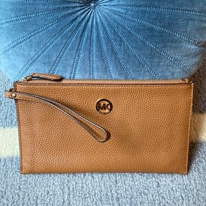 Michael Kors Brown Leather Wristlet